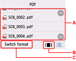 Zaslon popis naziva datoteka